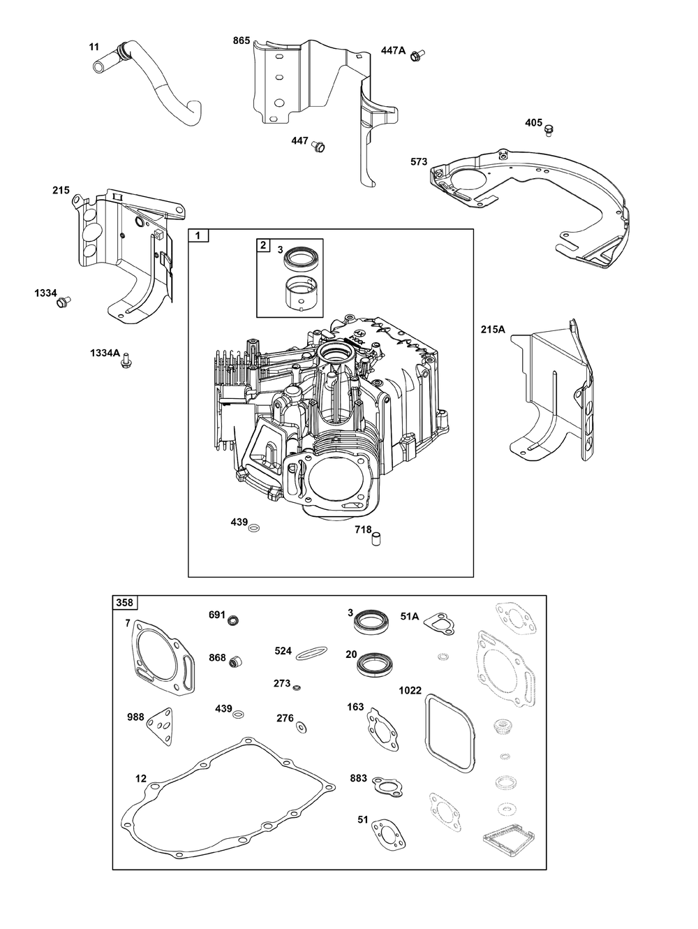 Cylinder Group Diagram and Parts List for 356777-0159-B5 200000 - 399999 Briggs and Stratton Engine